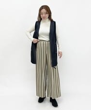 R6LLP15330 HIROKO BIS(小さいサイズ)(メゾン ドゥ サンク) 【小さいサイズ】ストライプパターンワイドパンツ ブラウン系