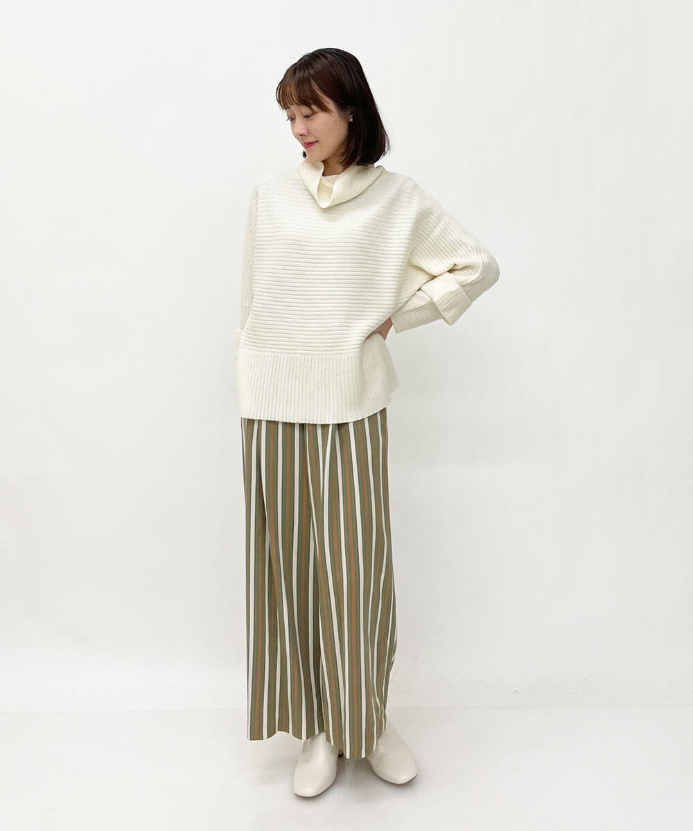 R6LLP15330 HIROKO BIS(小さいサイズ)(メゾン ドゥ サンク) 【小さいサイズ】ストライプパターンワイドパンツ ブラウン系