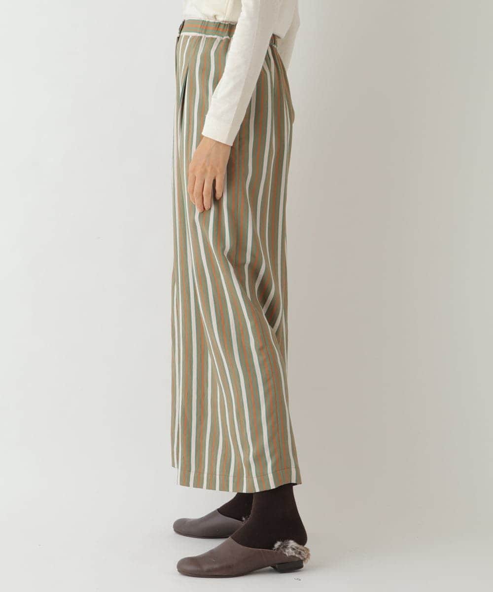 R6LLP15330 HIROKO BIS(小さいサイズ)(メゾン ドゥ サンク) 【小さいサイズ】ストライプパターンワイドパンツ ブラウン系