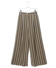 R6LLP15330 HIROKO BIS(小さいサイズ)(メゾン ドゥ サンク) 【小さいサイズ】ストライプパターンワイドパンツ ブラウン系