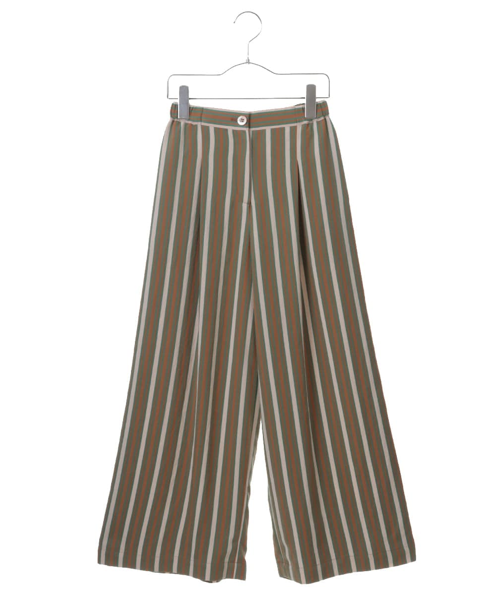 R6LLP15330 HIROKO BIS(小さいサイズ)(メゾン ドゥ サンク) 【小さいサイズ】ストライプパターンワイドパンツ ブラウン系