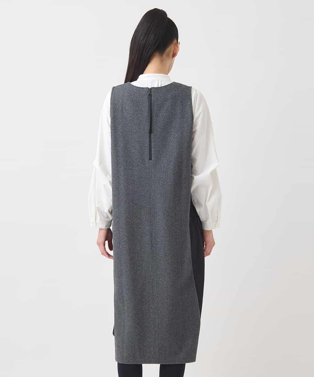 R6PAD27330 HIROKO BIS(小さいサイズ)(メゾン ドゥ サンク) 【小さいサイズ】異素材Vネックジャンパースカート グレー