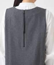 R6PAD27330 HIROKO BIS(小さいサイズ)(メゾン ドゥ サンク) 【小さいサイズ】異素材Vネックジャンパースカート グレー