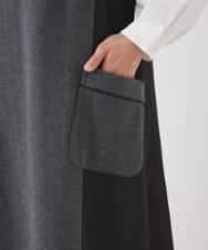 R6PAD27330 HIROKO BIS(小さいサイズ)(メゾン ドゥ サンク) 【小さいサイズ】異素材Vネックジャンパースカート グレー