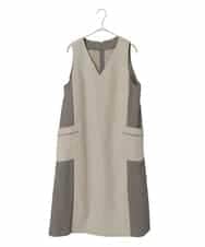 R6PAD27330 HIROKO BIS(小さいサイズ)(メゾン ドゥ サンク) 【小さいサイズ】異素材Vネックジャンパースカート グレー