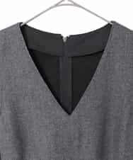 R6PAD27330 HIROKO BIS(小さいサイズ)(メゾン ドゥ サンク) 【小さいサイズ】異素材Vネックジャンパースカート グレー