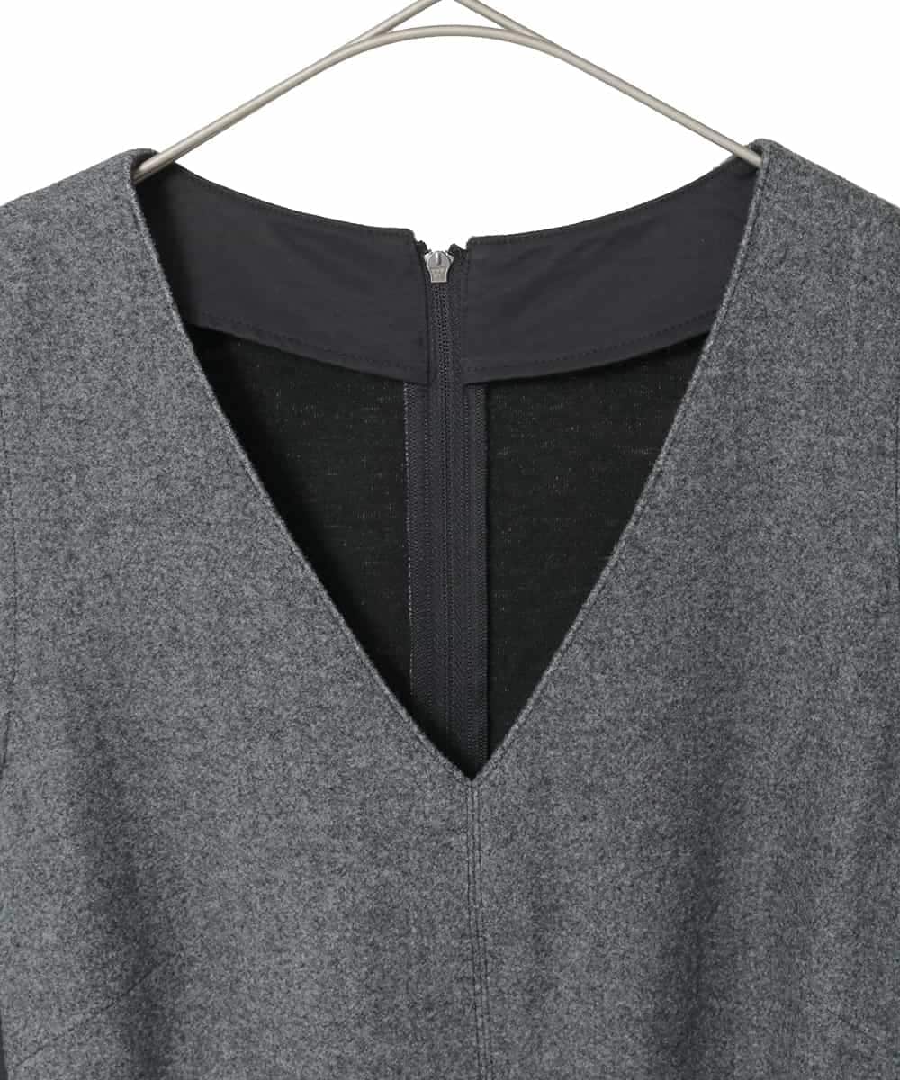 R6PAD27330 HIROKO BIS(小さいサイズ)(メゾン ドゥ サンク) 【小さいサイズ】異素材Vネックジャンパースカート グレー