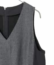 R6PAD27330 HIROKO BIS(小さいサイズ)(メゾン ドゥ サンク) 【小さいサイズ】異素材Vネックジャンパースカート グレー