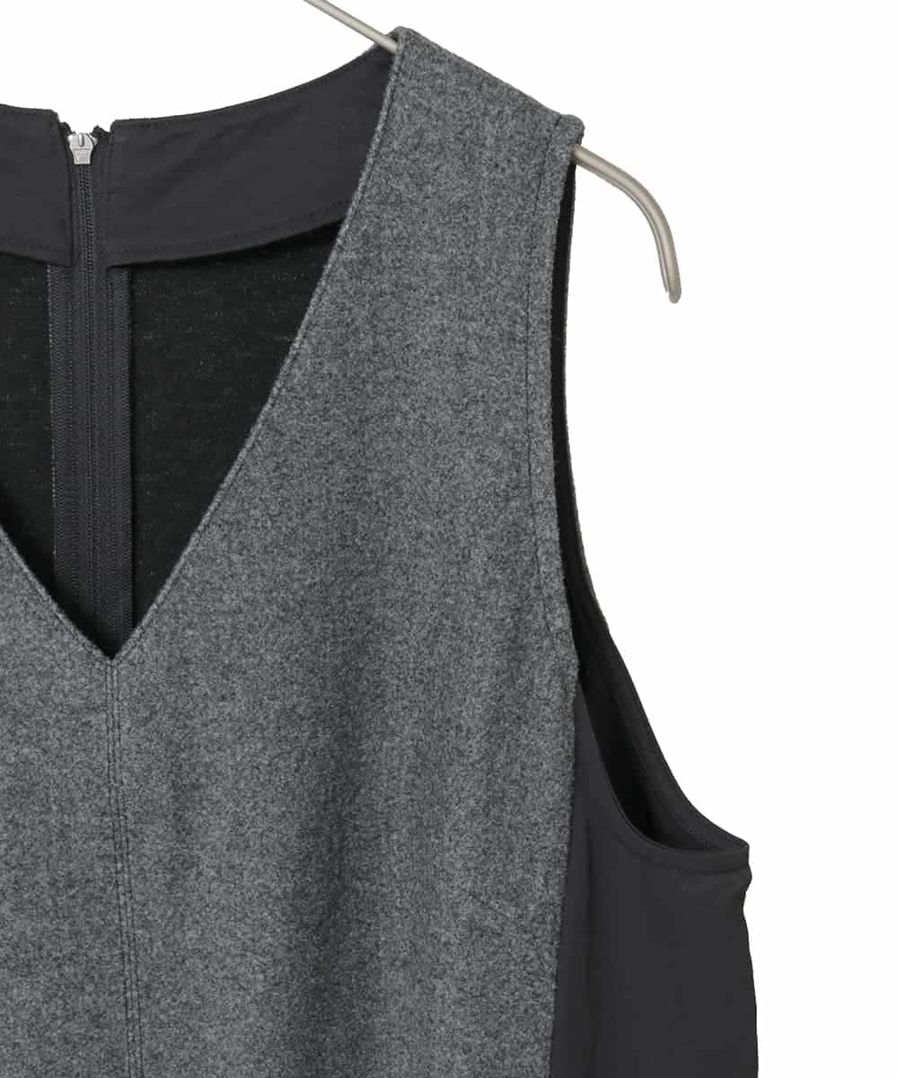 R6PAD27330 HIROKO BIS(小さいサイズ)(メゾン ドゥ サンク) 【小さいサイズ】異素材Vネックジャンパースカート グレー