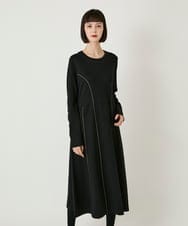 R6PAE42490 HIROKO BIS(小さいサイズ)(メゾン ドゥ サンク) 【小さいサイズ】ラインアクセント切り替えデザインポンチワンピース ブラック