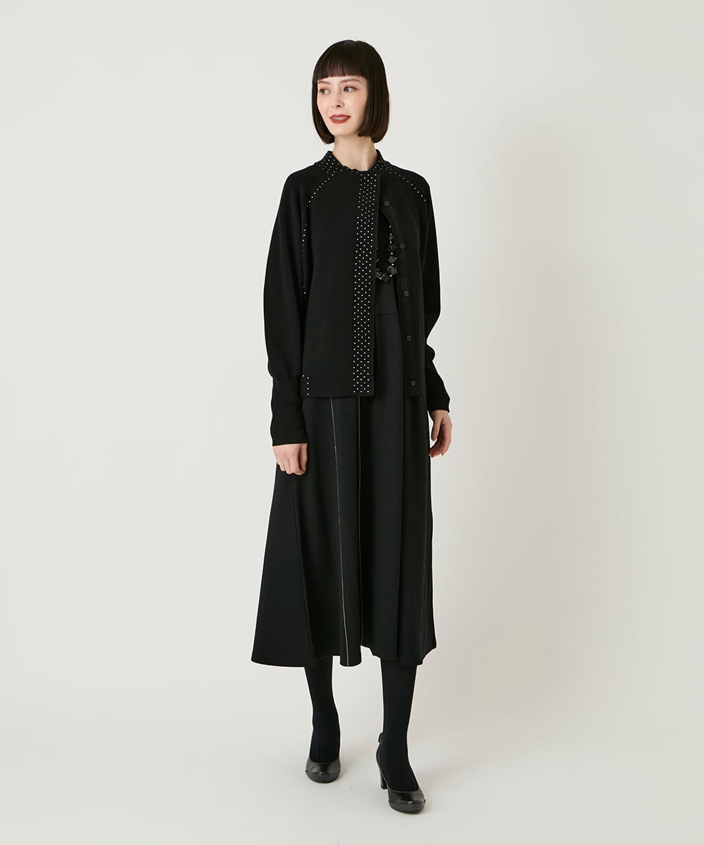 R6PAE42490 HIROKO BIS(小さいサイズ)(メゾン ドゥ サンク) 【小さいサイズ】ラインアクセント切り替えデザインポンチワンピース ブラック