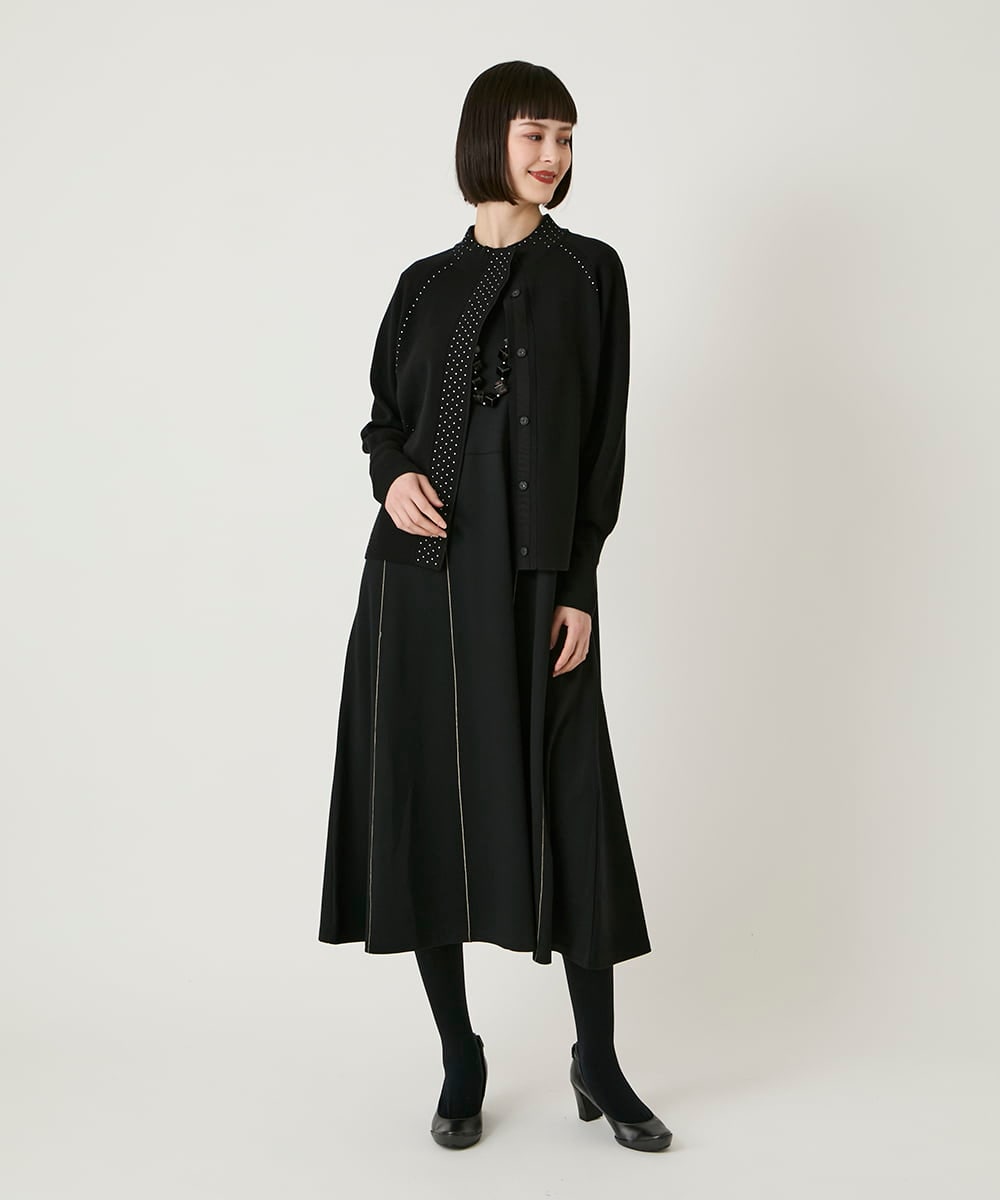 R6PAE42490 HIROKO BIS(小さいサイズ)(メゾン ドゥ サンク) 【小さいサイズ】ラインアクセント切り替えデザインポンチワンピース ブラック