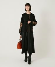 R6PAE42490 HIROKO BIS(小さいサイズ)(メゾン ドゥ サンク) 【小さいサイズ】ラインアクセント切り替えデザインポンチワンピース ブラック