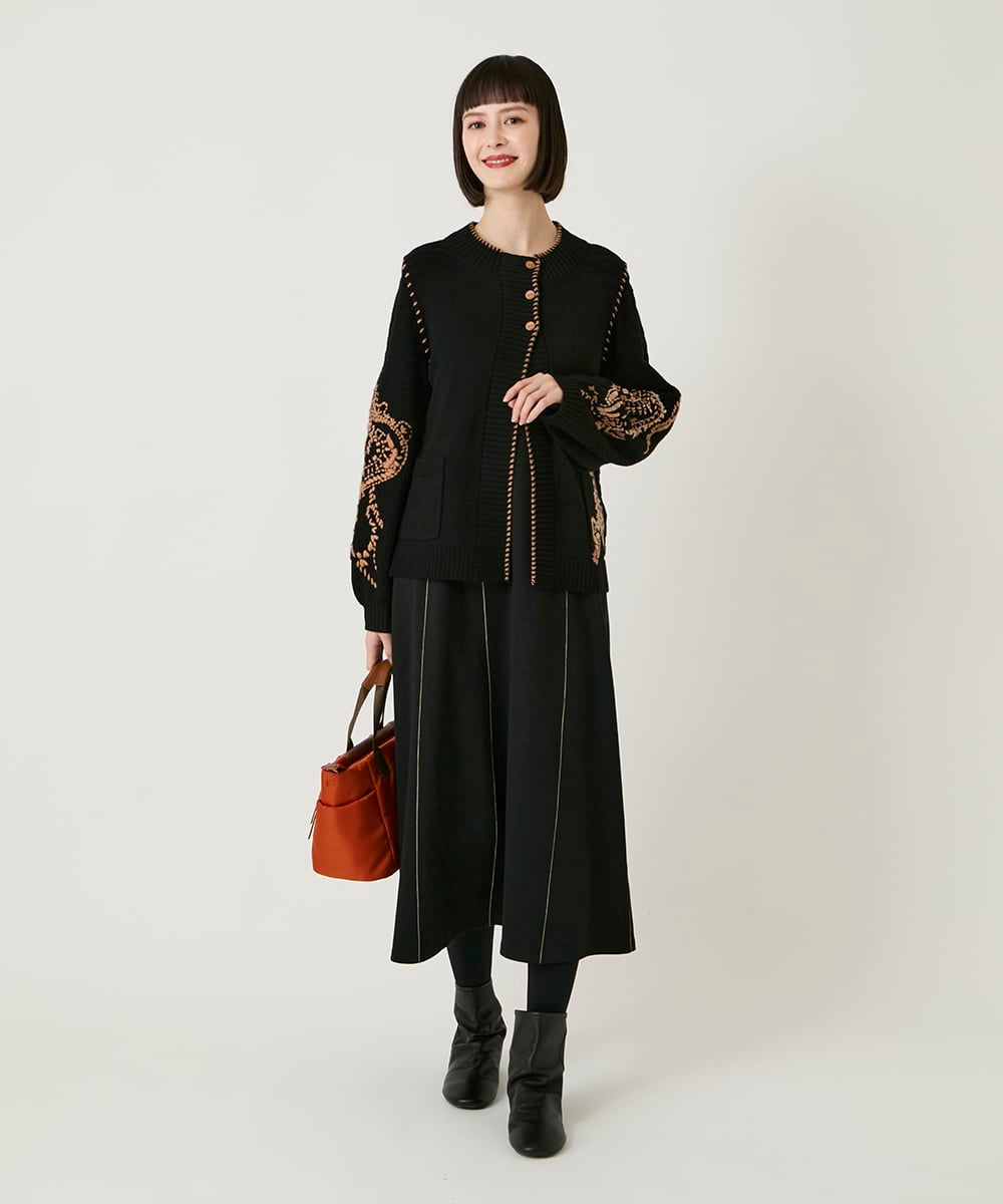 R6PAE42490 HIROKO BIS(小さいサイズ)(メゾン ドゥ サンク) 【小さいサイズ】ラインアクセント切り替えデザインポンチワンピース ブラック