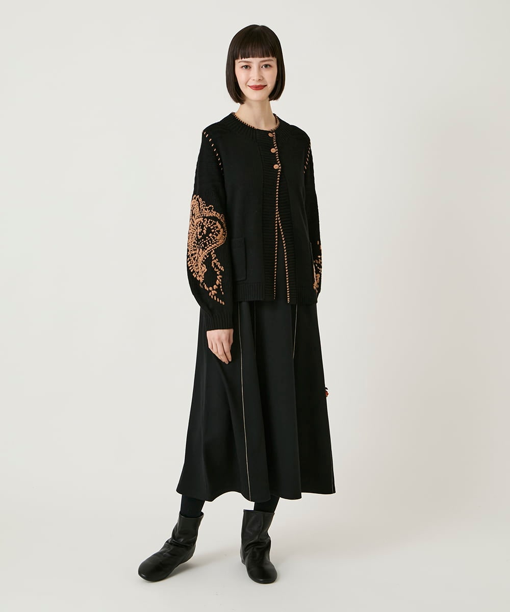 R6PAE42490 HIROKO BIS(小さいサイズ)(メゾン ドゥ サンク) 【小さいサイズ】ラインアクセント切り替えデザインポンチワンピース ブラック