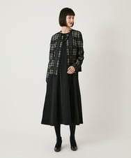 R6PAE42490 HIROKO BIS(小さいサイズ)(メゾン ドゥ サンク) 【小さいサイズ】ラインアクセント切り替えデザインポンチワンピース ブラック