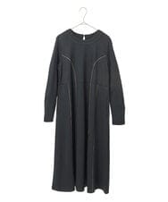 R6PAE42490 HIROKO BIS(小さいサイズ)(メゾン ドゥ サンク) 【小さいサイズ】ラインアクセント切り替えデザインポンチワンピース ブラック