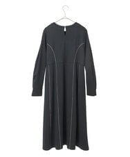 R6PAE42490 HIROKO BIS(小さいサイズ)(メゾン ドゥ サンク) 【小さいサイズ】ラインアクセント切り替えデザインポンチワンピース ブラック