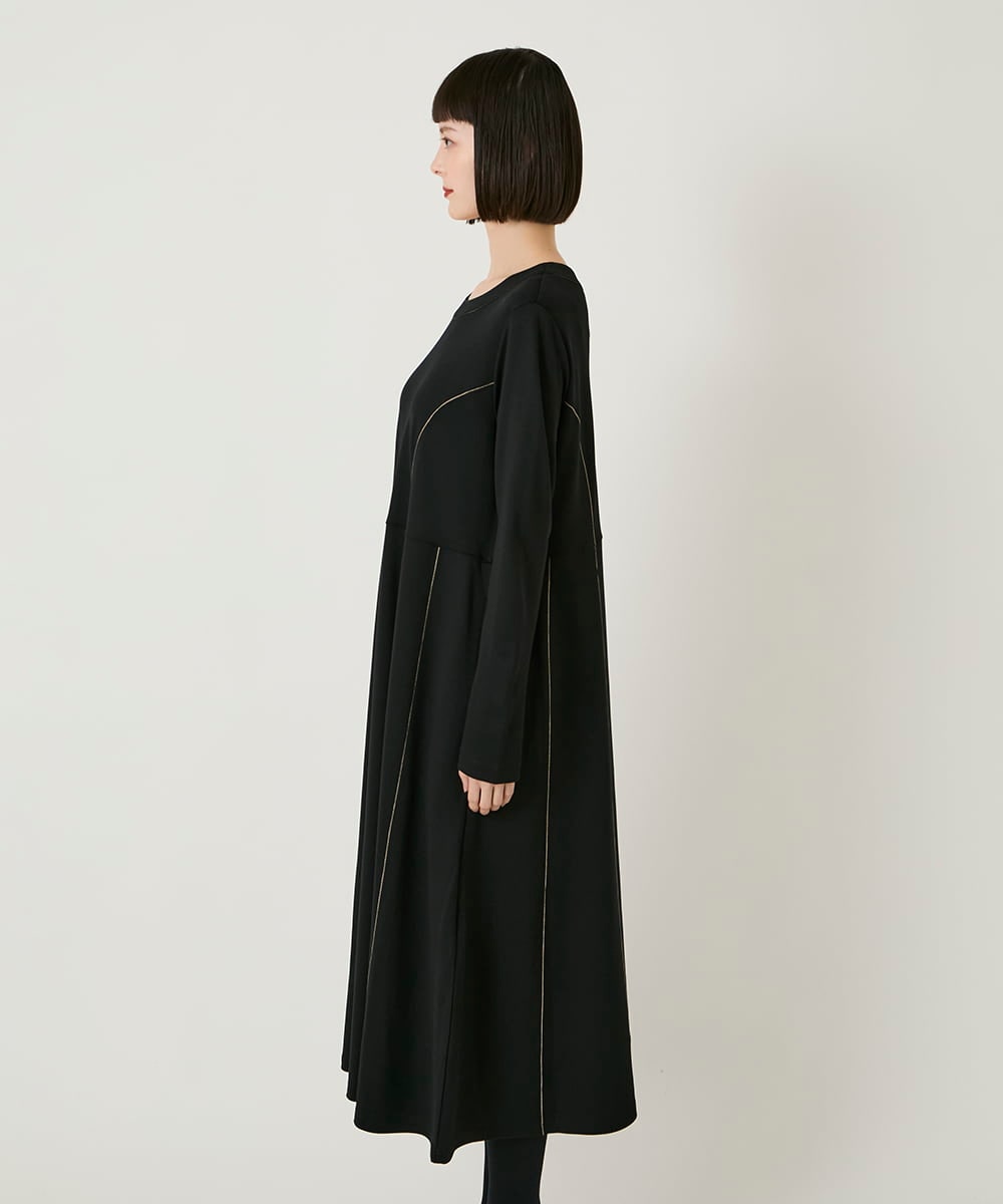 R6PAE42490 HIROKO BIS(小さいサイズ)(メゾン ドゥ サンク) 【小さいサイズ】ラインアクセント切り替えデザインポンチワンピース ブラック