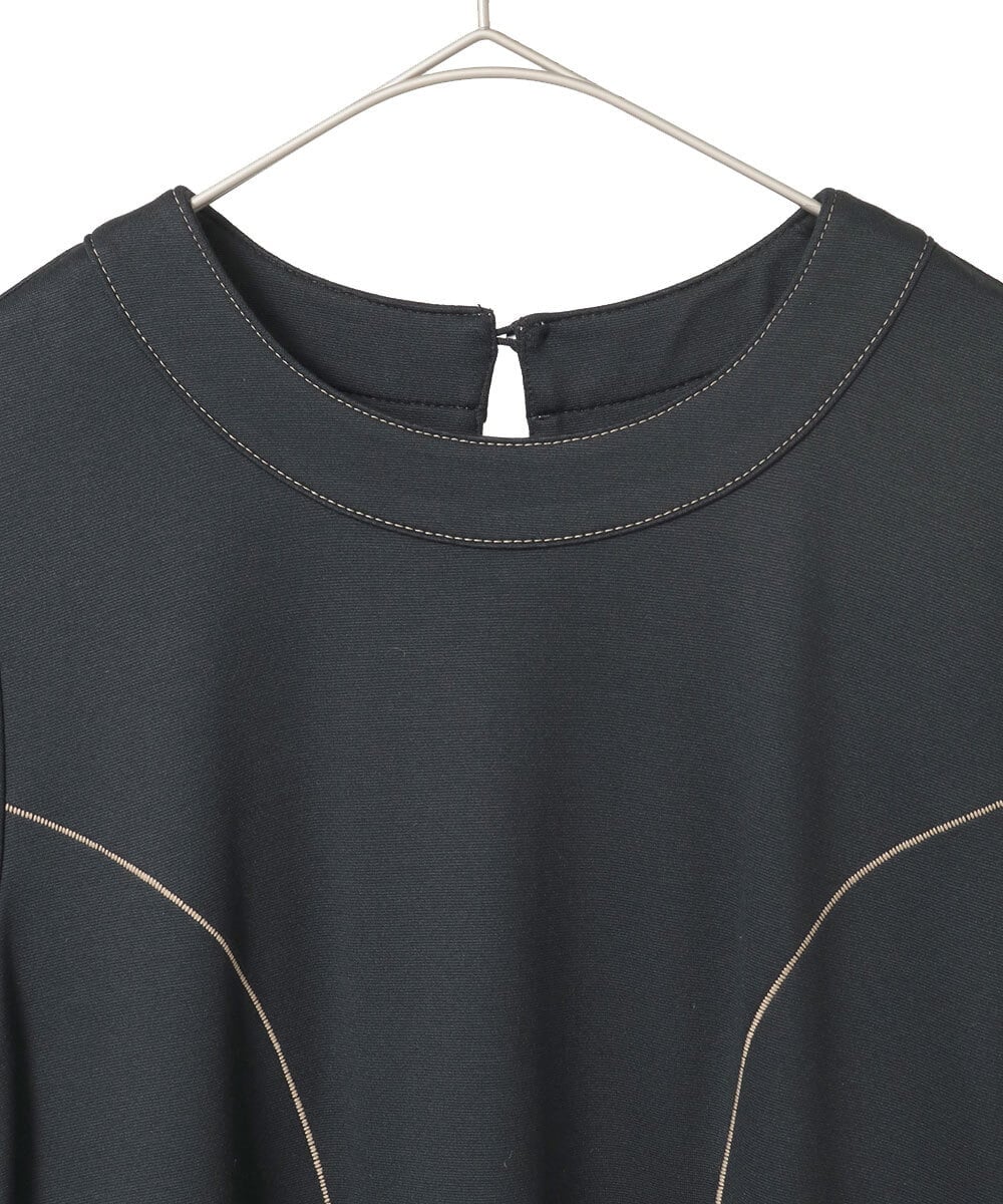 R6PAE42490 HIROKO BIS(小さいサイズ)(メゾン ドゥ サンク) 【小さいサイズ】ラインアクセント切り替えデザインポンチワンピース ブラック