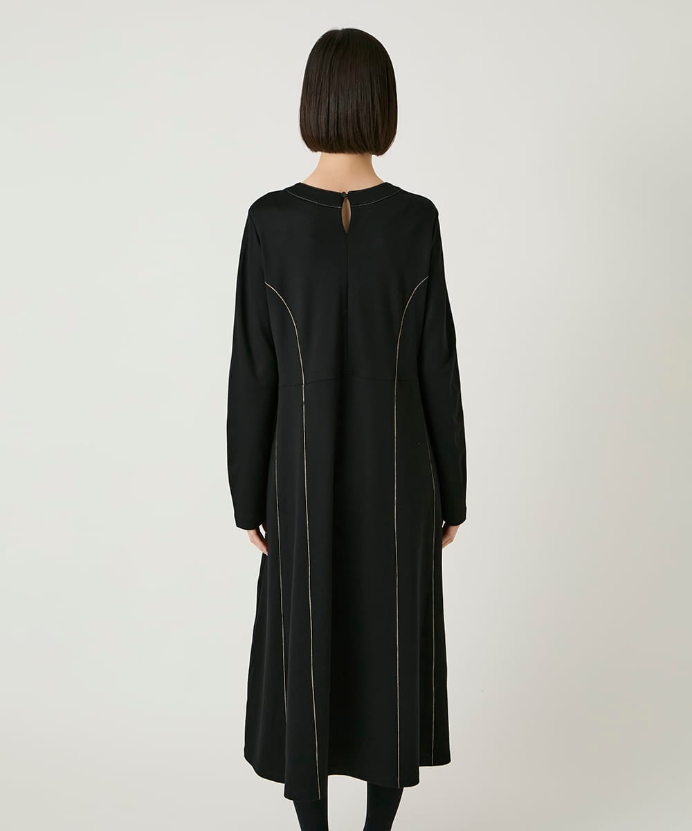 R6PAE42490 HIROKO BIS(小さいサイズ)(メゾン ドゥ サンク) 【小さいサイズ】ラインアクセント切り替えデザインポンチワンピース ブラック