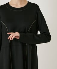 R6PAE42490 HIROKO BIS(小さいサイズ)(メゾン ドゥ サンク) 【小さいサイズ】ラインアクセント切り替えデザインポンチワンピース ブラック