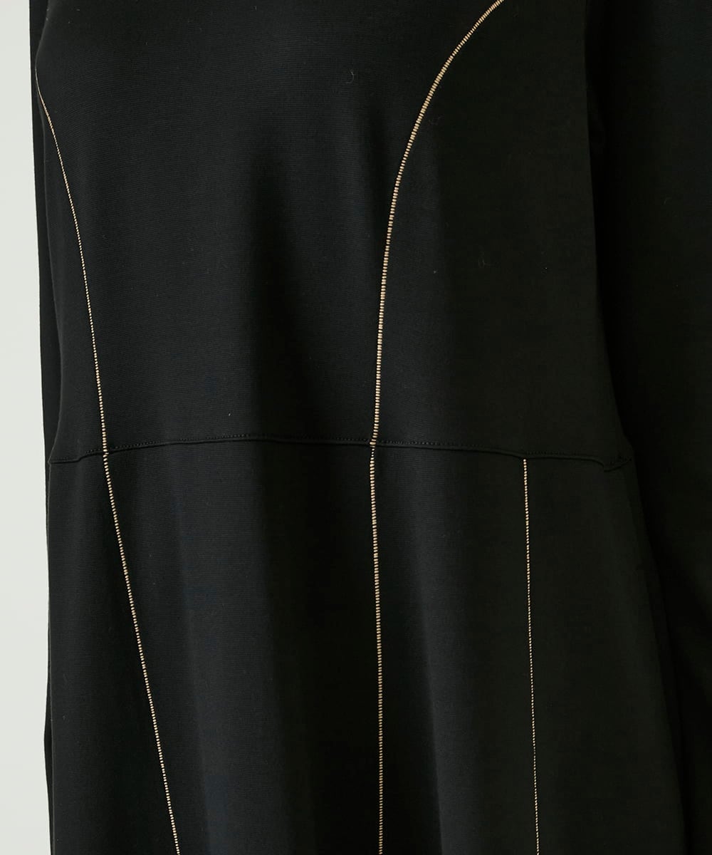 R6PAE42490 HIROKO BIS(小さいサイズ)(メゾン ドゥ サンク) 【小さいサイズ】ラインアクセント切り替えデザインポンチワンピース ブラック