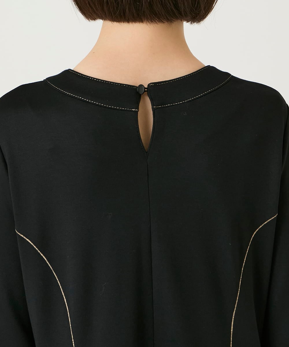 R6PAE42490 HIROKO BIS(小さいサイズ)(メゾン ドゥ サンク) 【小さいサイズ】ラインアクセント切り替えデザインポンチワンピース ブラック