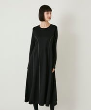 R6PAE42490 HIROKO BIS(小さいサイズ)(メゾン ドゥ サンク) 【小さいサイズ】ラインアクセント切り替えデザインポンチワンピース ブラック