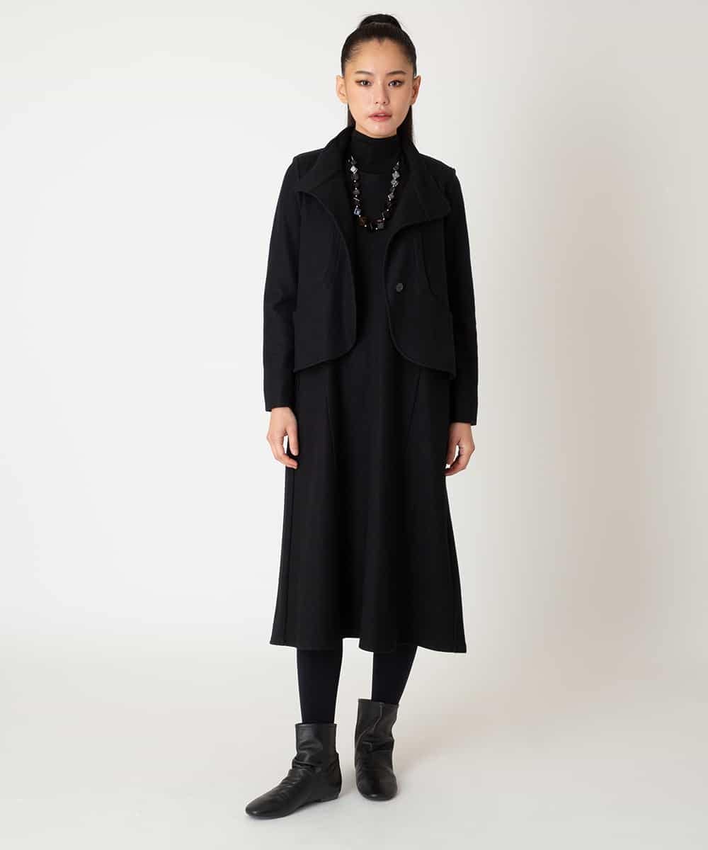 R6PAF02390 HIROKO BIS(小さいサイズ)(メゾン ドゥ サンク) 【小さいサイズ】スムースウールAラインジャンパースカート ブラック