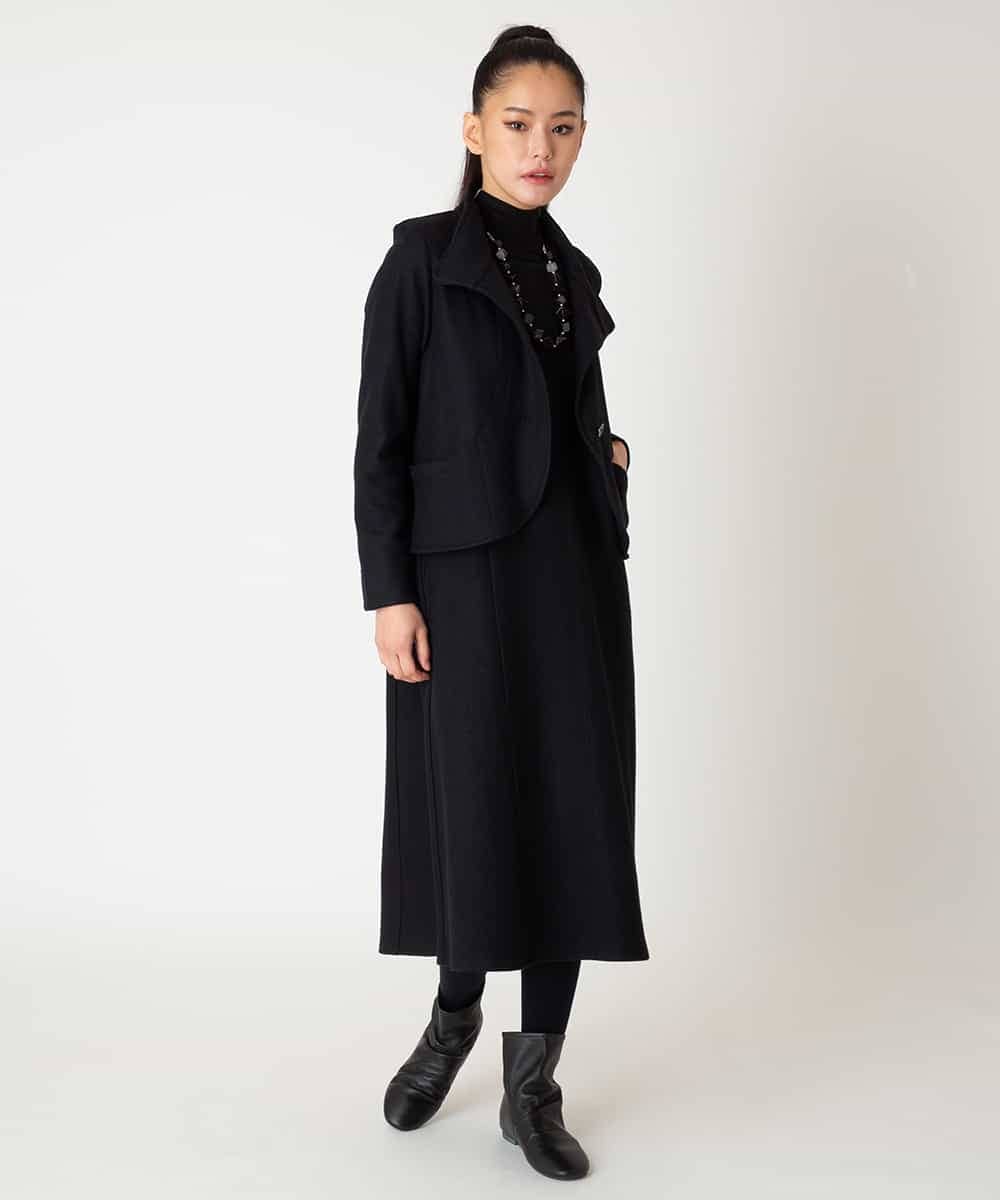 R6PAF02390 HIROKO BIS(小さいサイズ)(メゾン ドゥ サンク) 【小さいサイズ】スムースウールAラインジャンパースカート ブラック