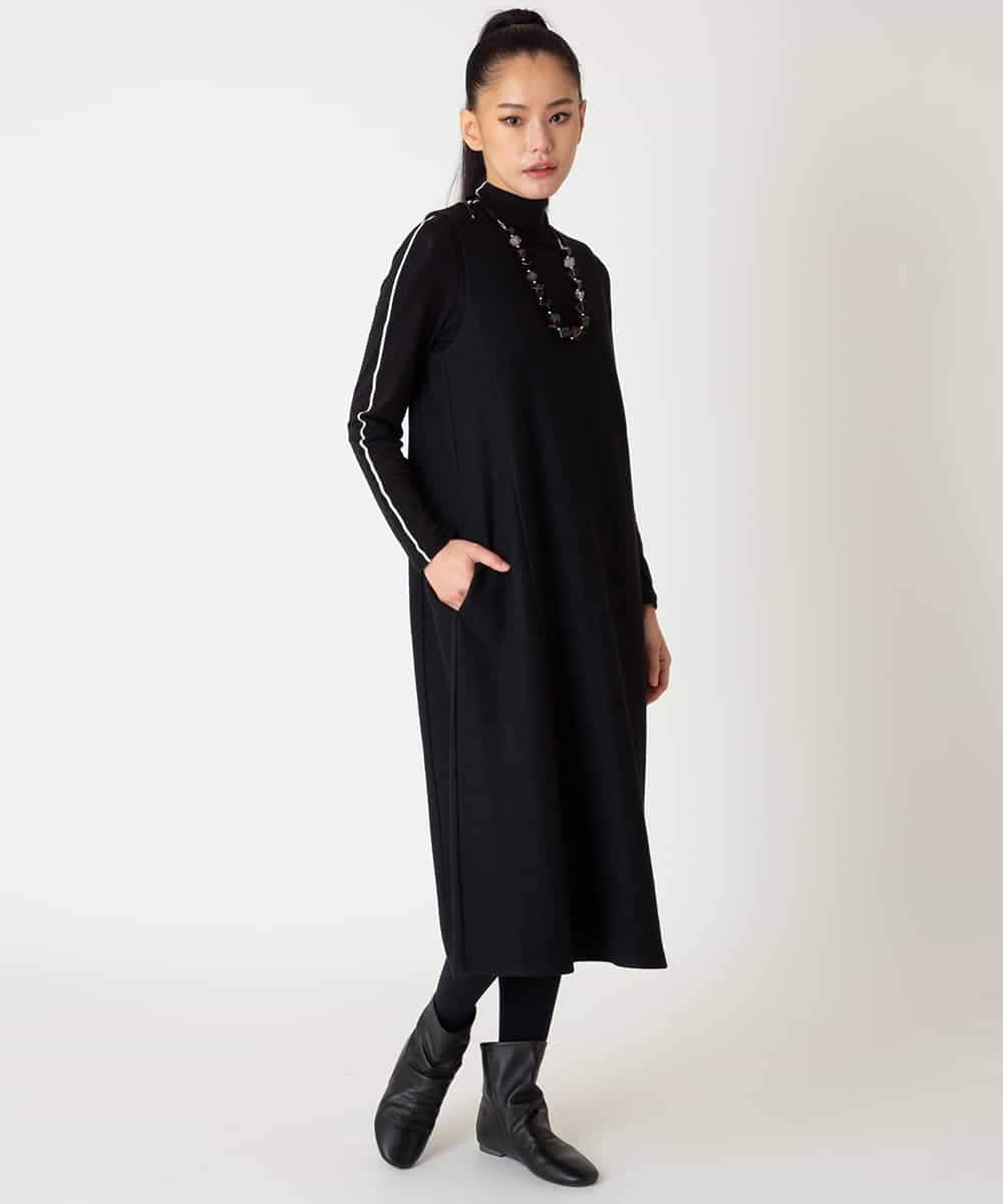 R6PAF02390 HIROKO BIS(小さいサイズ)(メゾン ドゥ サンク) 【小さいサイズ】スムースウールAラインジャンパースカート ブラック