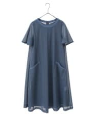 R6PGA63330 HIROKO BIS(小さいサイズ)(メゾン ドゥ サンク) 【小さいサイズ】ラッセルメッシュAラインワンピース ブルー