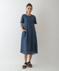 R6PGA63330 HIROKO BIS(小さいサイズ)(メゾン ドゥ サンク) 【小さいサイズ】ラッセルメッシュAラインワンピース ブルー