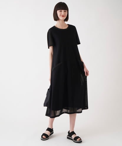 R6PGA63330 HIROKO BIS(小さいサイズ) 【小さいサイズ】ラッセルメッシュAラインワンピース