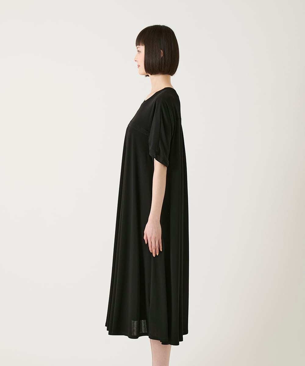 R6PGE02390 HIROKO BIS(小さいサイズ)(メゾン ドゥ サンク) 【小さいサイズ】ケープスリーブデザインワンピース ブラック
