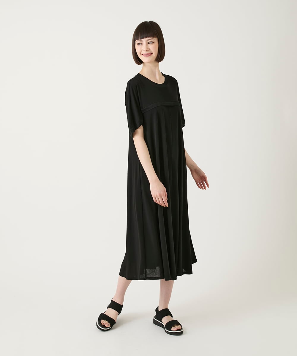 R6PGE02390 HIROKO BIS(小さいサイズ)(メゾン ドゥ サンク) 【小さいサイズ】ケープスリーブデザインワンピース ブラック