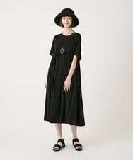 R6PGE02390 HIROKO BIS(小さいサイズ)(メゾン ドゥ サンク) 【小さいサイズ】ケープスリーブデザインワンピース ブラック