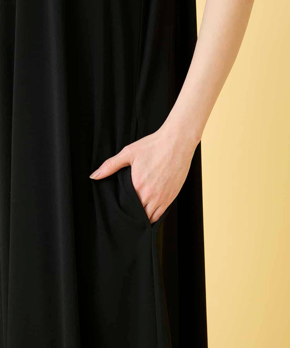 R6PGE02390 HIROKO BIS(小さいサイズ)(メゾン ドゥ サンク) 【小さいサイズ】ケープスリーブデザインワンピース ブラック