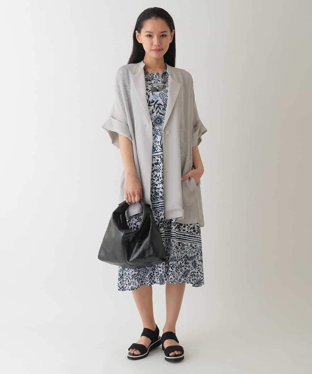 R6PHA12330 HIROKO BIS(小さいサイズ)(メゾン ドゥ サンク) 【小さいサイズ】フラワープリントAラインワンピース オレンジ系