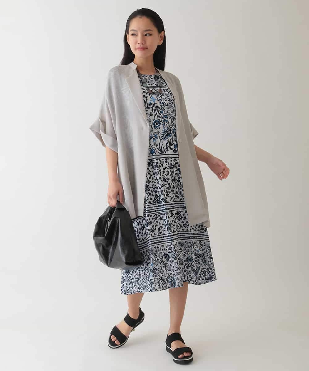 R6PHA12330 HIROKO BIS(小さいサイズ)(メゾン ドゥ サンク) 【小さいサイズ】フラワープリントAラインワンピース オレンジ系