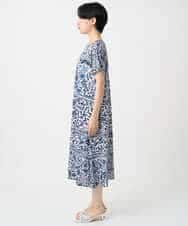 R6PHA12330 HIROKO BIS(小さいサイズ)(メゾン ドゥ サンク) 【小さいサイズ】フラワープリントAラインワンピース ブルー系