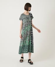 R6PIE06360 HIROKO BIS(小さいサイズ)(メゾン ドゥ サンク) 【小さいサイズ】グラフィカルデザインカットソーワンピース グリーン