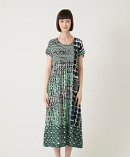 R6PIE06360 HIROKO BIS(小さいサイズ)(メゾン ドゥ サンク) 【小さいサイズ】グラフィカルデザインカットソーワンピース グリーン