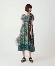 R6PIE06360 HIROKO BIS(小さいサイズ)(メゾン ドゥ サンク) 【小さいサイズ】グラフィカルデザインカットソーワンピース /洗濯機で洗える イエロー