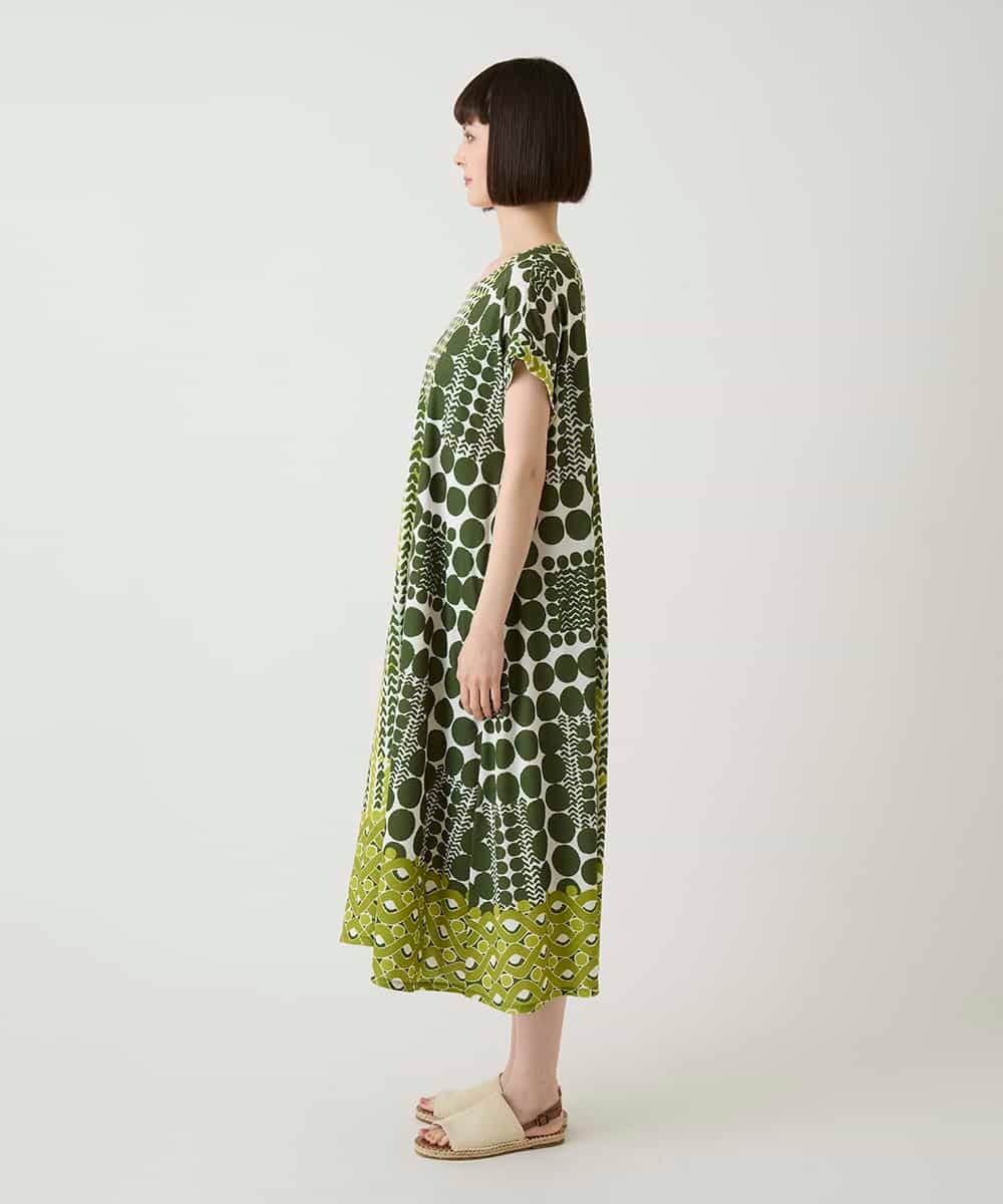 R6PIE06360 HIROKO BIS(小さいサイズ)(メゾン ドゥ サンク) 【小さいサイズ】グラフィカルデザインカットソーワンピース /洗濯機で洗える イエロー