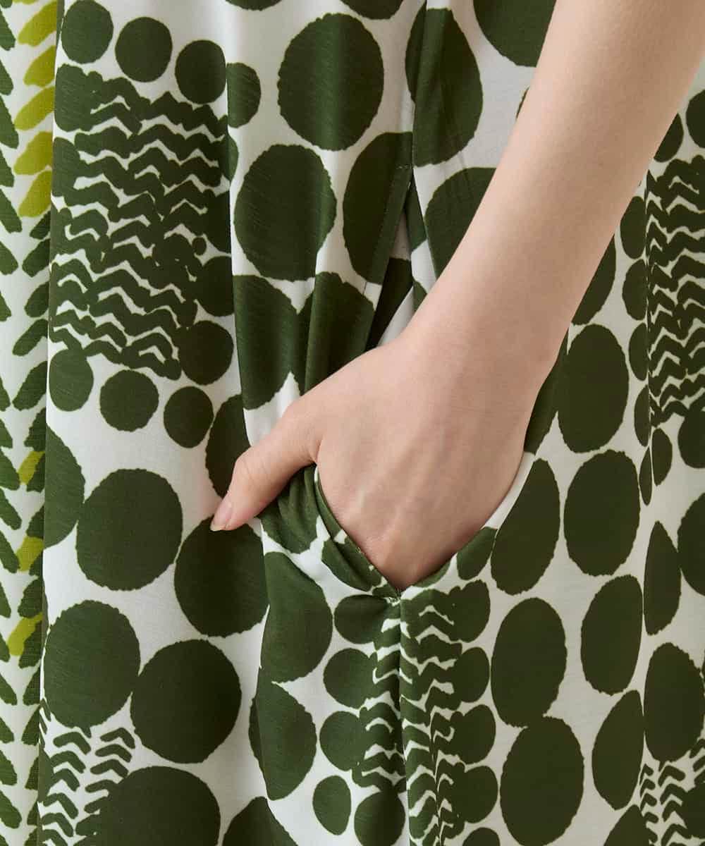 R6PIE06360 HIROKO BIS(小さいサイズ)(メゾン ドゥ サンク) 【小さいサイズ】グラフィカルデザインカットソーワンピース /洗濯機で洗える イエロー