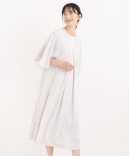 R6PIT22290 HIROKO BIS(小さいサイズ)(メゾン ドゥ サンク) 【小さいサイズ/洗える】シフォンケープジョイントワンピース ライトグレー