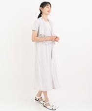 R6PIT22290 HIROKO BIS(小さいサイズ)(メゾン ドゥ サンク) 【小さいサイズ/洗える】シフォンケープジョイントワンピース ライトグレー