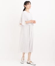 R6PIT22290 HIROKO BIS(小さいサイズ)(メゾン ドゥ サンク) 【小さいサイズ/洗える】シフォンケープジョイントワンピース ライトグレー